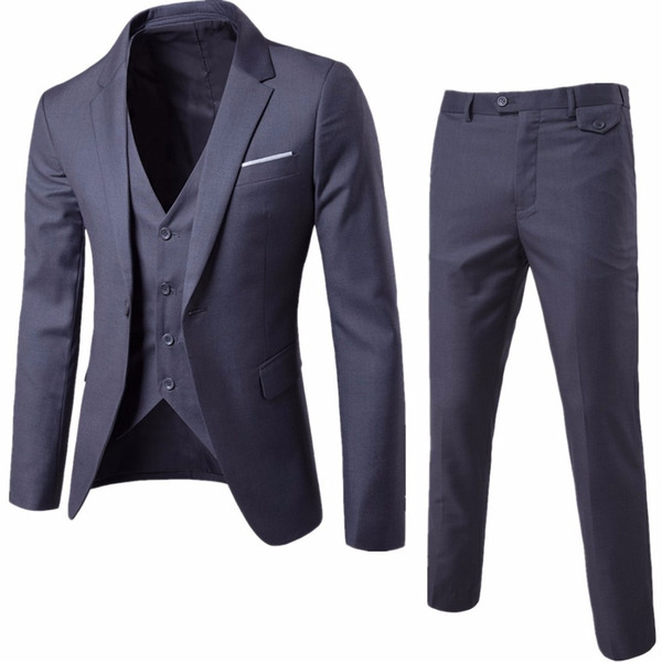 (Jacket+Pant+Vest) Luxury Wedding Suits for Men Casual Male Blazers Slim Fit Suits Men's Costume Business Formal Party Classic