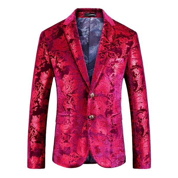 Red prom velvet blazer plus size 5xl luxury velvet blazer slim fit suit jacket men prom party club