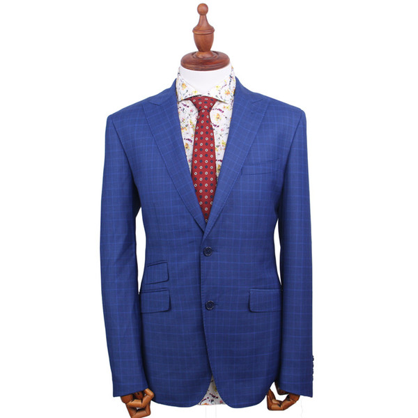 Windowpane Plaid Business Men Suits Custom Made Bespoke Classic Wedding Suits For Men Tailor Made Suit Wool Tuxedos For