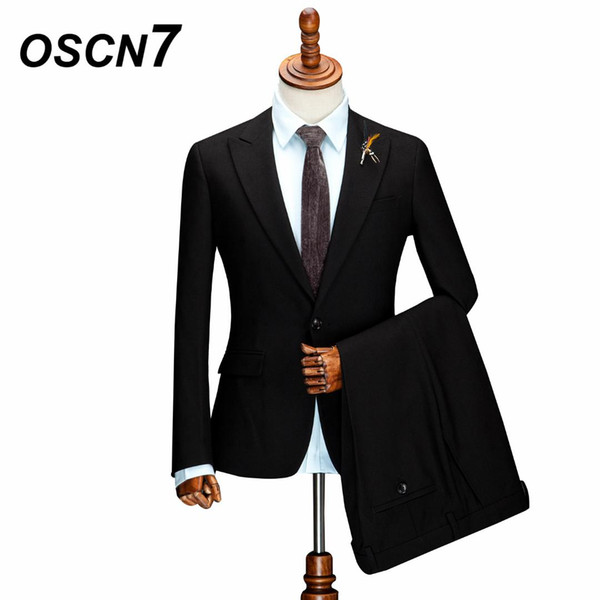 OSCN7 Black Tailor Made Suit 3 PCS Business Wedding Fashion Custom Made Suits Men Gentleman Slim Fit Casual Mens Suits ZM-263