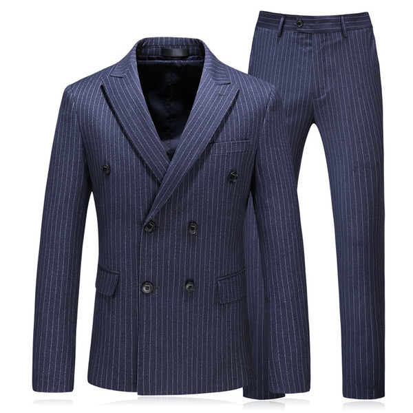 New Fashion Double Breasted Striped Mens Italian Suit Plus Size 5XL Mens Classic Suits Designer Clothes 3 Pieces