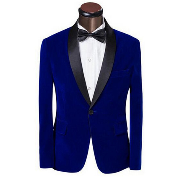 New suit jacket man dress jacket velvet material sapphire blue black green apple collar custom