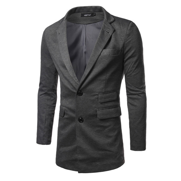 Wholesale-2016 New Arrival Men Casual Suit Fashion Length Blazer High Quality costume homme blazer men brand clothing mens blazer jacket