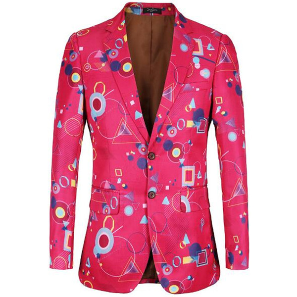 new high quality business casual geometric pattern printed fashionable men's suit stage groom suit