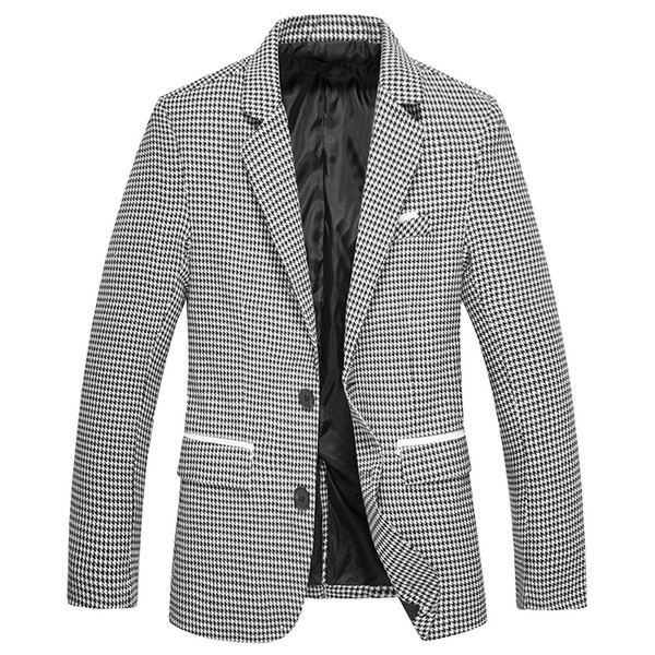 2018 new Autumn Korean style simple Unique Houndstooth plaid Suit men Casual slim green grid Blazers for men M-XXL