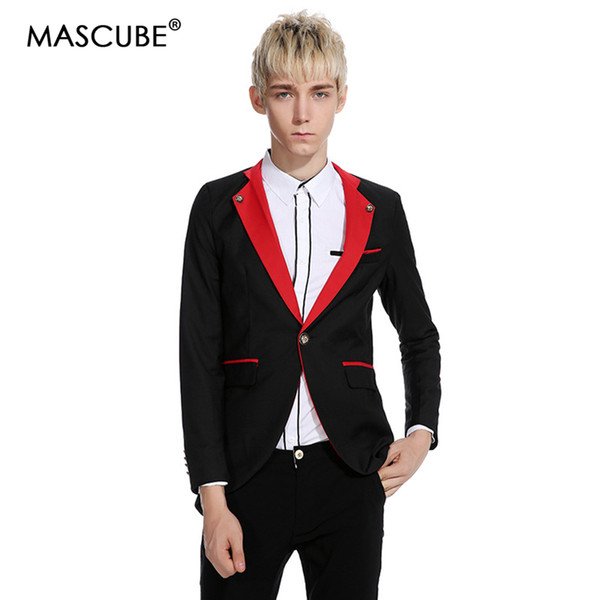 MASCUBE 2018 Fashion Men Blazer Casual Slim Fit Suit Jacket Men Nightclub Style Costume Homme Leisure Blazer Male Tuxedos