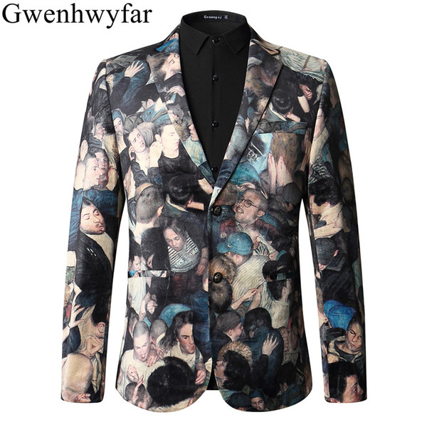 Short Length Blazer Men New Slim Fit Meetting Day Pattern Casual Suit Jacket Party Wedding Groom Prom Blazers XS-XL