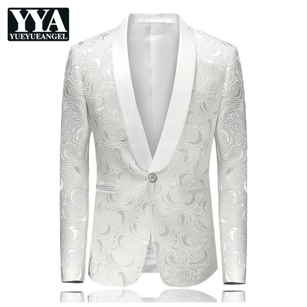 New Fashion Mens Floral Suit Jacket Casual Long Sleeve Party Blazer Slim Fit Single Button Blazer Jacket Plus Size M-4XL