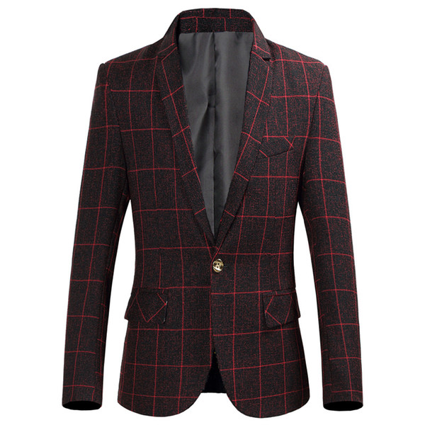 Men Oversized Slim Fit Plaid Blazer Jacket | 2017 Brand New Male Plus-size Casual Suit Jacket Mens Suit Blazer Plus 6XL