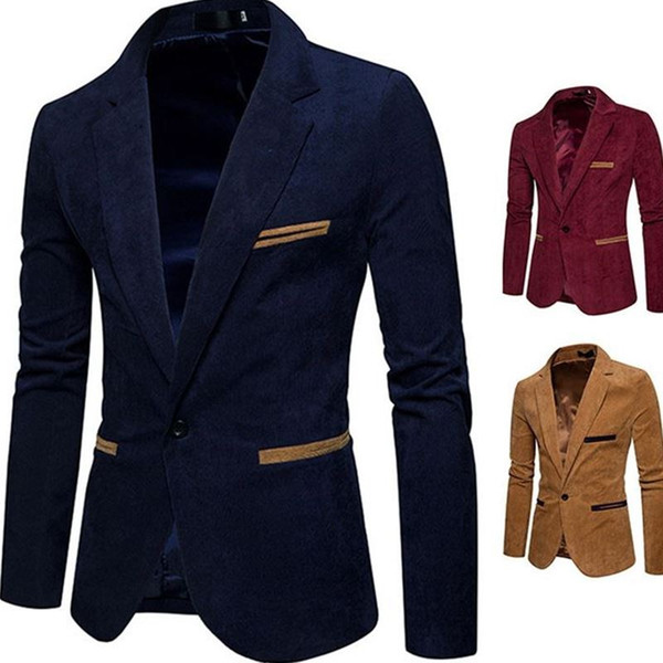 New fashion men's corduroy color casual small blazer