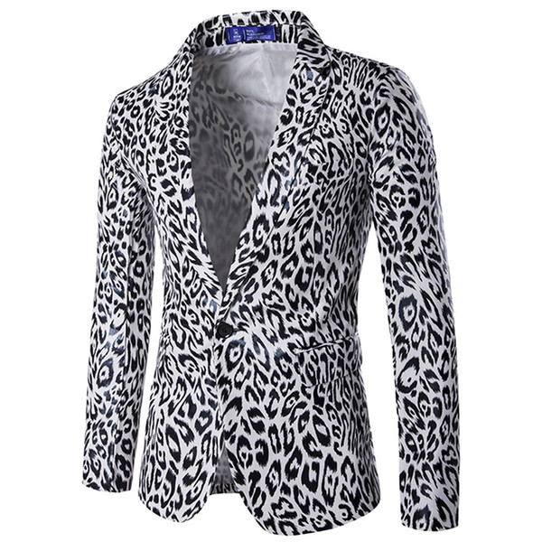 Wholesale- Sexy Leopard Mens Blazer New Design 2016 Autumn Hot Sale Fashion Male Suit Jacket Single Breasted Slim fit Men's Clothes 16X963