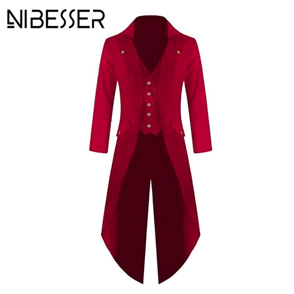 NIBESSER Male Tuxedo Suit Wedding Suit Fashion Slim Punk Style Casual Dress Blazers Solid Color Buttons Jackets Party Plus Size