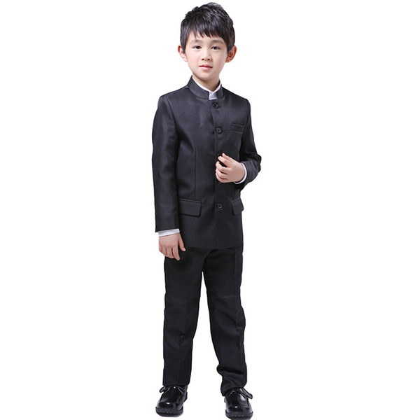 Kids Chinese Ancient Tunic Suit Blazers Set Wedding Breasted Formal Boys Casual Suits Children