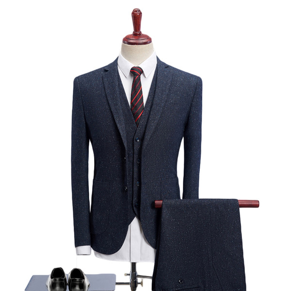 Men Suits For Wedding Slim Fit 3 Piece Mens Dress Suits Fashion Brand Male Woolen Suit Jacket Pants Vest