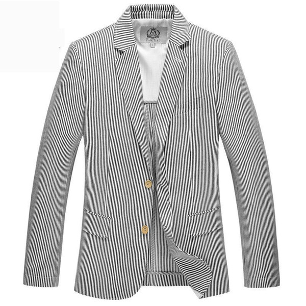 New Arrival Fashion Spring Autumn Large Men Suit Stripe Cotton Thin Coat Single Breasted Casual Blazer Men plus size S-5XL