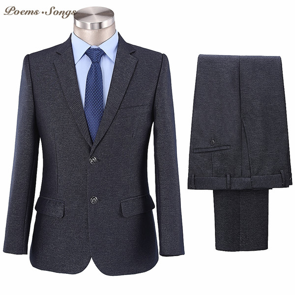 Poems Songs new style gray Men's Suits Business Suit Slim Fit Classic Male Suits Wedding For Men homme trajes