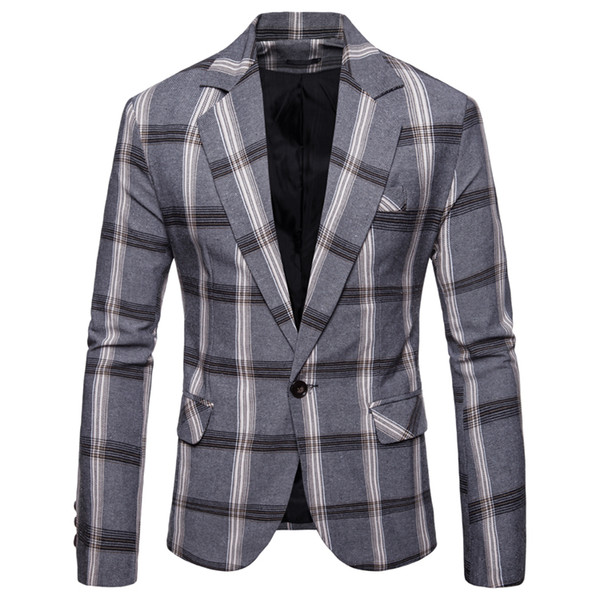 2018 autumn and winter new casual men's plaid suit mens blazer men casual blazer men clothes slim fit blazers