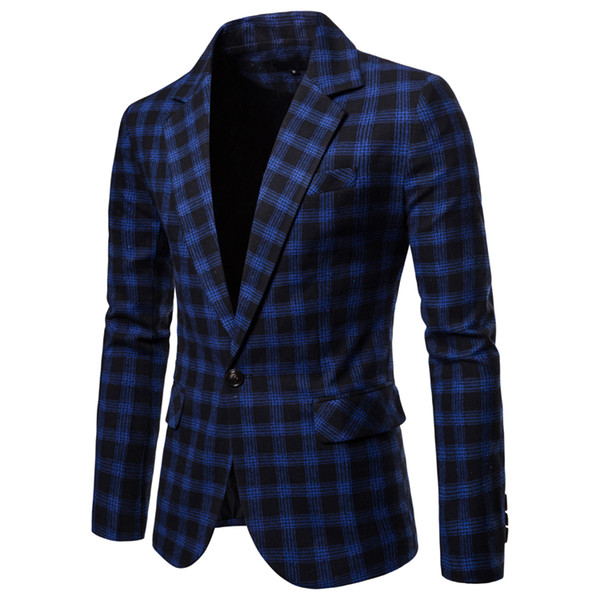 2019 new casual suit male Slim Korean version of the trend of handsome British wind suit jacket men's plaid