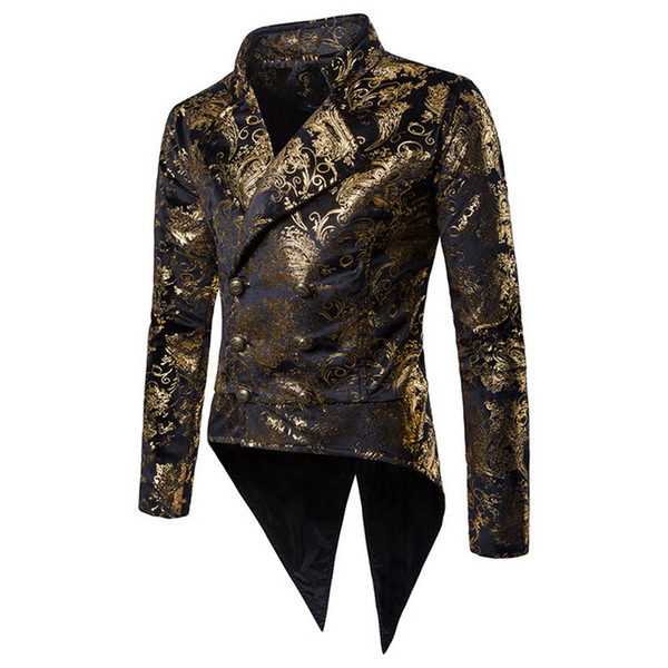 NIBESSER Men Sequin Blazer Casual Turn-down Collar Mens Blazer Jacket Fashion Floral Split Irregular Skinny Social Suits&Blazer