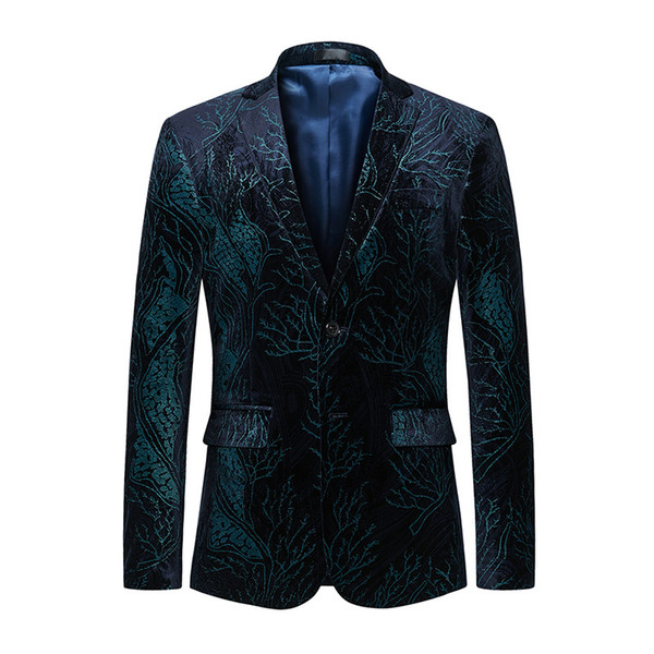 Men's Jacket Men's Casual Personality Single Button Jacket Business Formal Print Party Dress