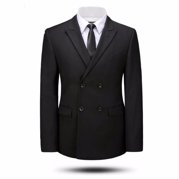 Custom Made men suits jacket double breasted groom wedding dress jacket solid color formal business suits