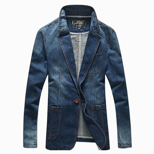 2019 Fashion Denim Casual Jacket Mens Suit Jacket Men Blue Coat Men Outerwear Blazer Denim Plus Size 3XL Jean Blazer