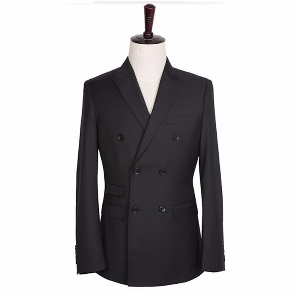 Black men suits jacket double breasted men wedding tuxedos jacket tailor made groom best man suits
