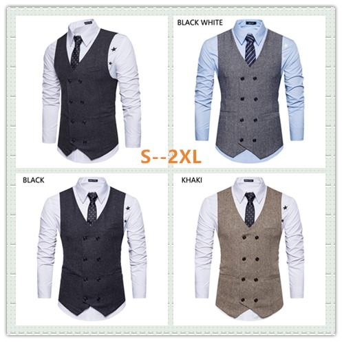 2018 Spring and Summer New Double-breasted Retro Men's Vest Vest European Code Men's Casual Suit Vest