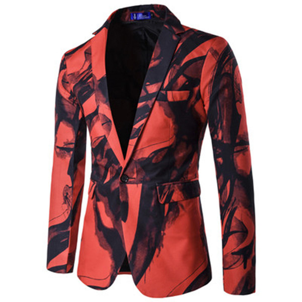 New Fashion Blazers men casual fashion 3D Printed design Chinese style long sleeve men blazer coat male High Steet Outwear