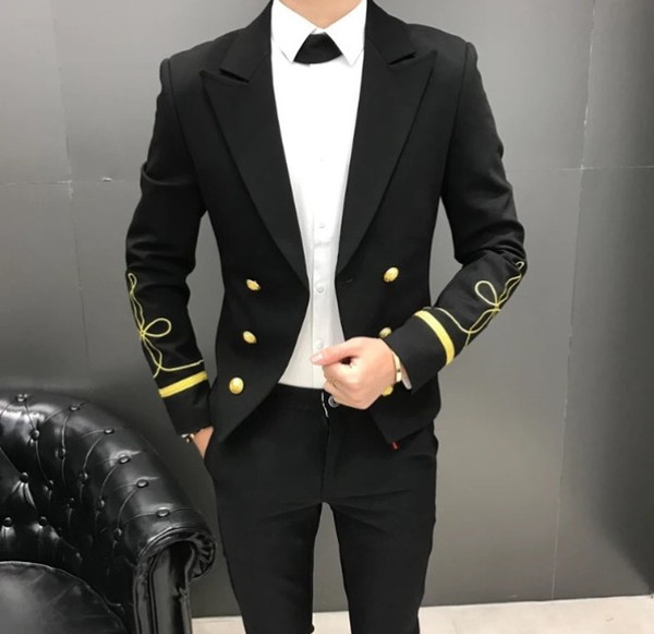 2017 new star with the jacket personality leisure suit embroidery jacket performance service men tide