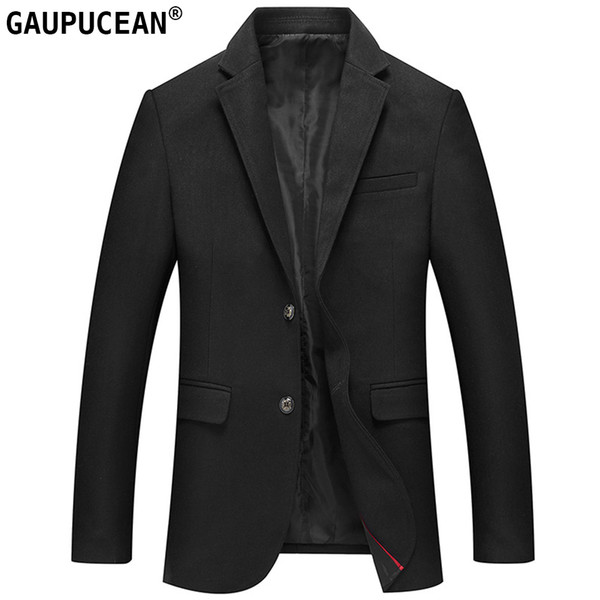 Man Suit Jacket Wool Luxury High Quality Fashion Slim Solid Male Formal Business Black Easy Care Spring Autumn Woolen Men Blazer