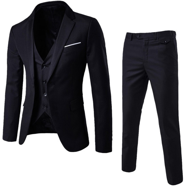 Luxury Men Wedding Suit Male Blazers Slim Fit Suits For Men 3-Piece Suit Blazer Business Wedding Party Jacket Vest & Pants