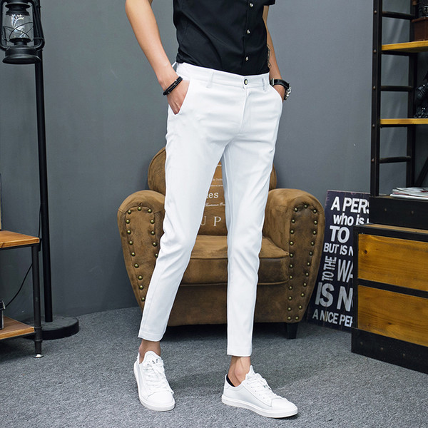 2018 Spring And Summer New Men's Suit Pants Slim Solid Color Simple Fashion Social Business Casual Office Mens Dress Pants