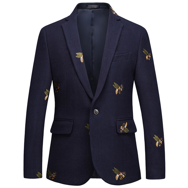 Spring and Summer New Men's Business Casual Single-piece Single Button Suit Fashion Casual Navy Blue Men's Jacket Small Suit