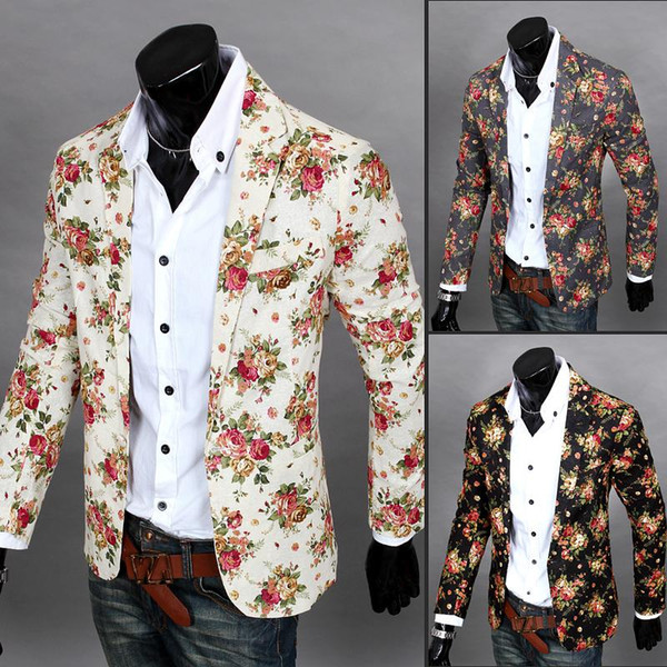 2018 Christmas designer Men Clothing Luxury Designer Mens Blazer print Jacket Stylish Fancy Brand floral Males Suits Blazers