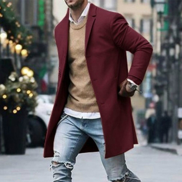 Men Coat Cardigan Business Winter Loose Fit Casual Office Blazer Buttons Jacket Lapel Collar T190830