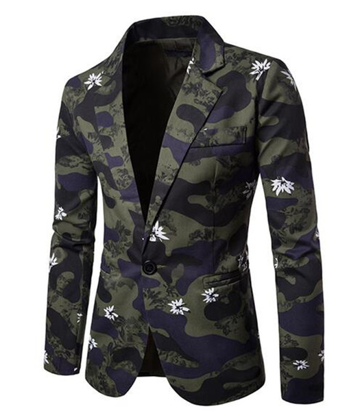 Man han edition cultivate one's morality fashion boutique fashion wedding host camouflage printed flower blazer 288 / M-2XL