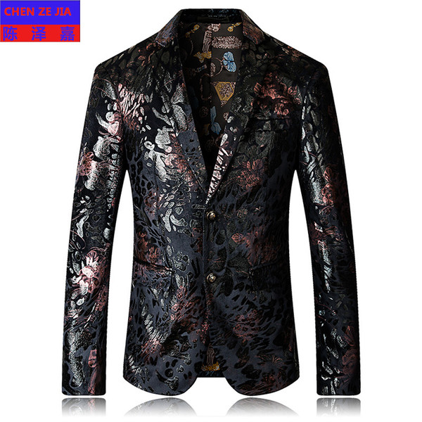 new arrival fashion high quality Men Suit Jacket style Velvet Printing Single Breasted Casual Blazer Mens plus size M L XL -5XL