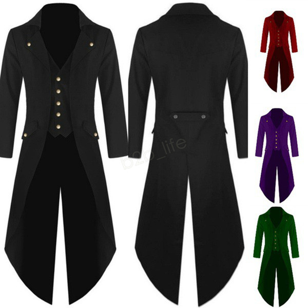 Men Tuxedo Jackets Tail Coat Steampunk Gothic Performance Uniforms Cosplay Party Clothes swallow tailed coat Blazer Plus Size LJJA2876