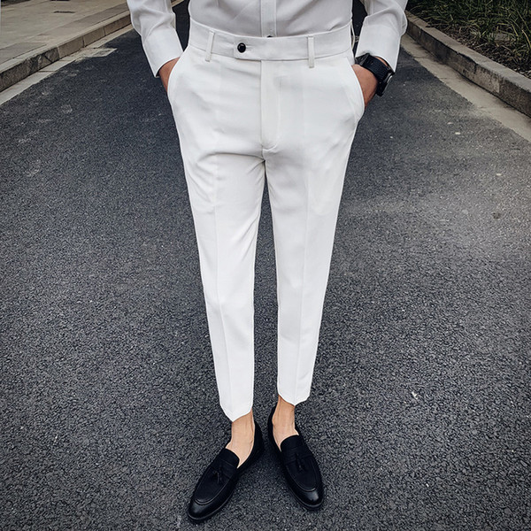 2019 Spring New British Style Solid Suit Pant Men Pantalon Hombre Hot Sale Streetwear Men Trousers Business Formal Suit Pant