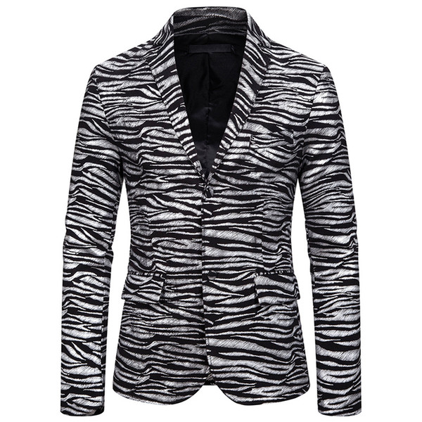 Men's Suits Blazer Men For Singer Slim fit Fashion Tiger pattern Bronzing Printing Stage Suit Dress Wild Blazer Silver Gold New
