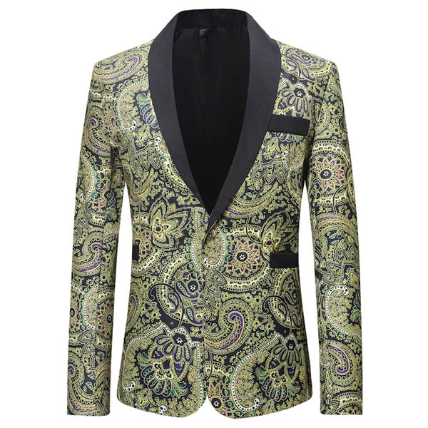 Men Fashion Blazer High Quality Printing 2019 Male New Pattern Business Affairs Wedding Stage Long Sleeve Suit Jackets Slim Fit