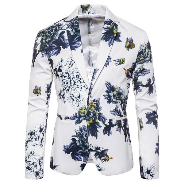 Mens Flower Coats Asian Size S M L XL XXL XXXL Mens Blazer Slim Design men jacket Spring and autumn