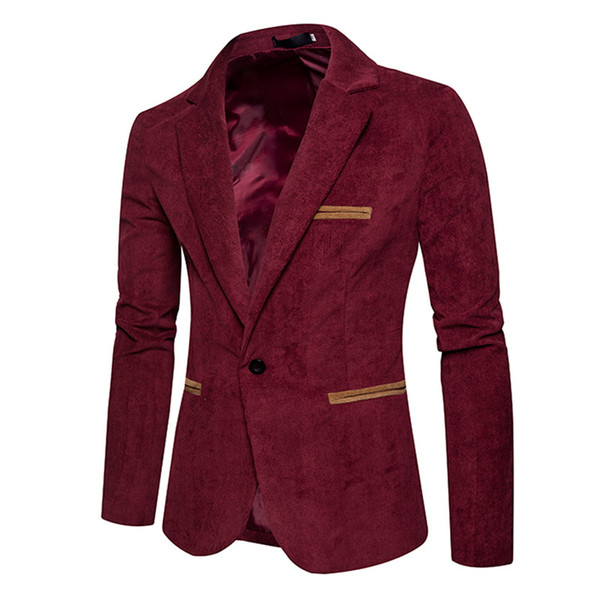 New Fashion Corduroy Casual Blazer for Men Regular Slim Office Jacket Single Button Men Casual Wears