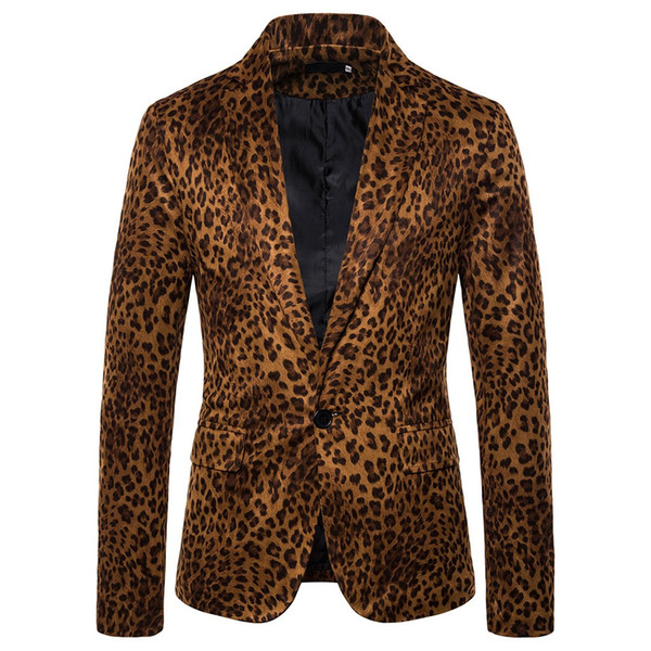 Luxury mens Leopard print Blazer Men's Fit Slim Suit Business Casual blazers Jacket Blouse blaser masculino