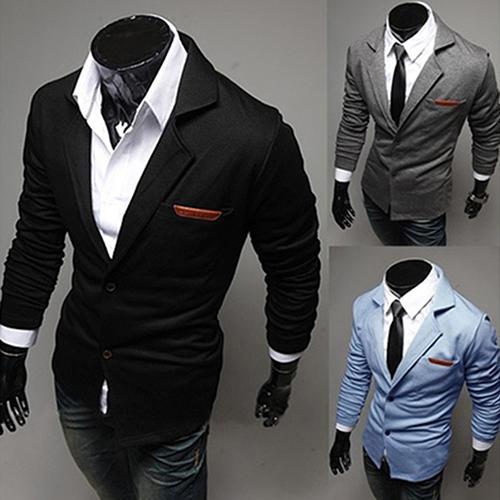 Men's Slim Blazer Formal Business Suit Button Pocket Lapel Long Sleeve Coat Top