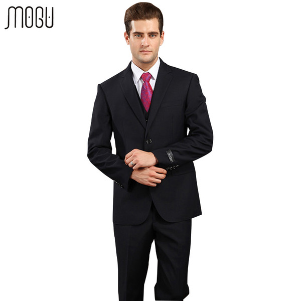 MOGU Solid Two Piece Men's Suits 2017 New Slim Fit High Quality Fashion Pure Color Formal Suits For Men Asian Size 4XL Men