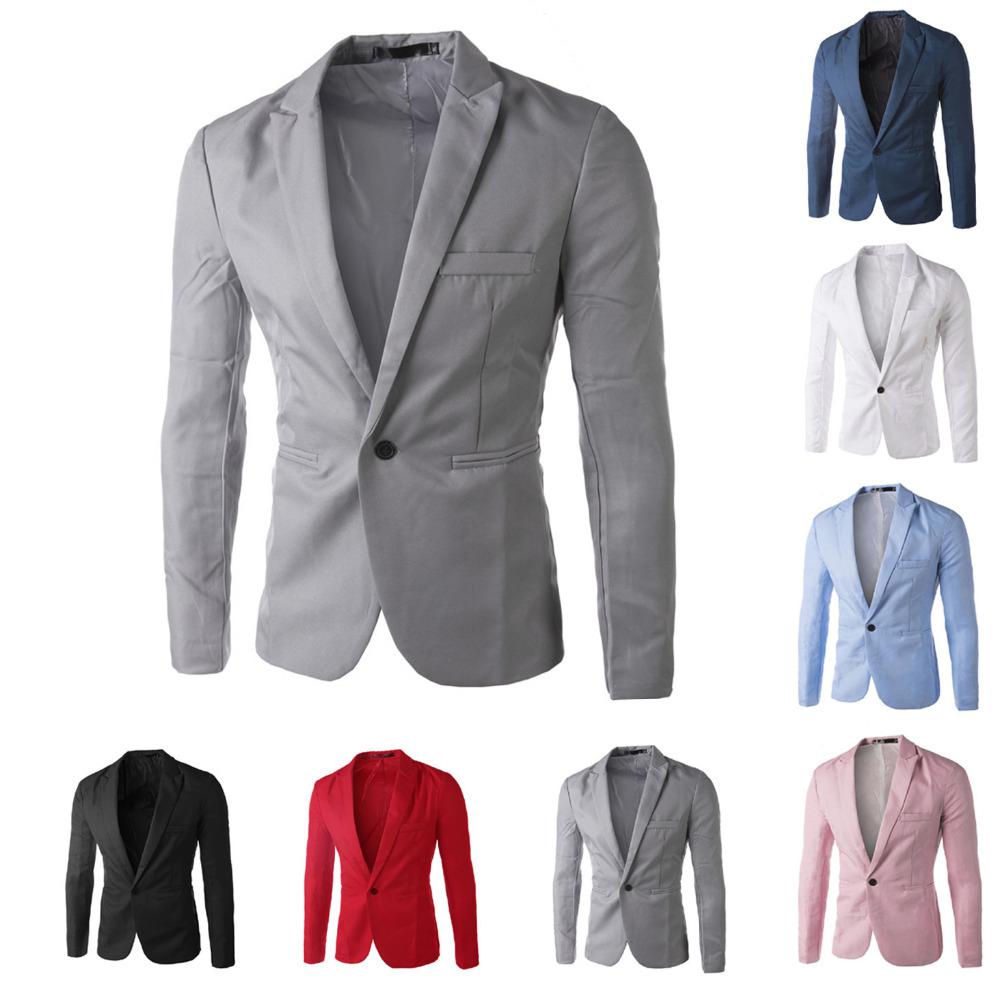 Wholesale-Casual Mens Suit Hooded One Button Men Red Blazer Outdoors Slim Fit Jacket Man Long Sleeve 8 Candy Color Suits Plus Size M-XXXL