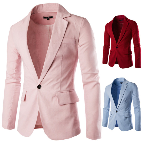 Fashion Brand Designer Casual Suits Men Cotton Lapel Neck Men's Suits Knitted Jacket Slim Man Blazer