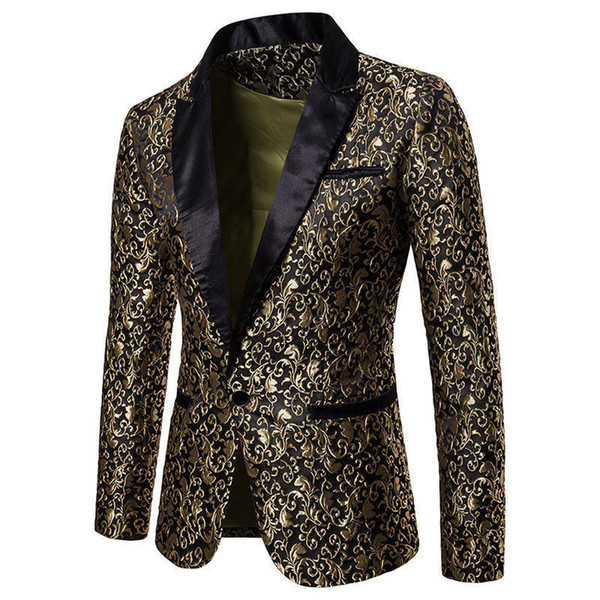 Slim Fit Blazer Men 2018 New Arrival Mens Floral Blazers Floral Prom Dress Blazers Elegant Wedding Blazer and Suit Jacket Men